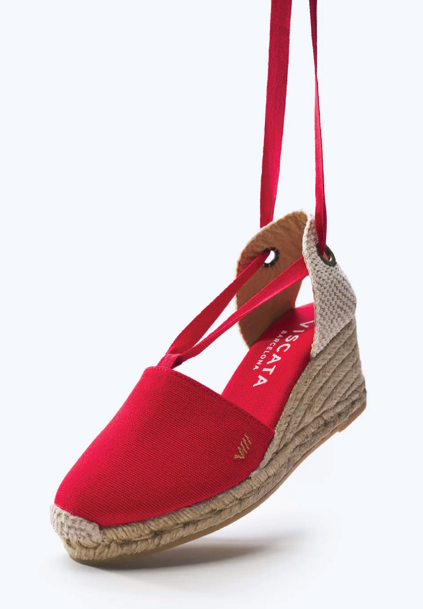 Escala Canvas Espadrille Wedges, Red / Red, alternate image number 2