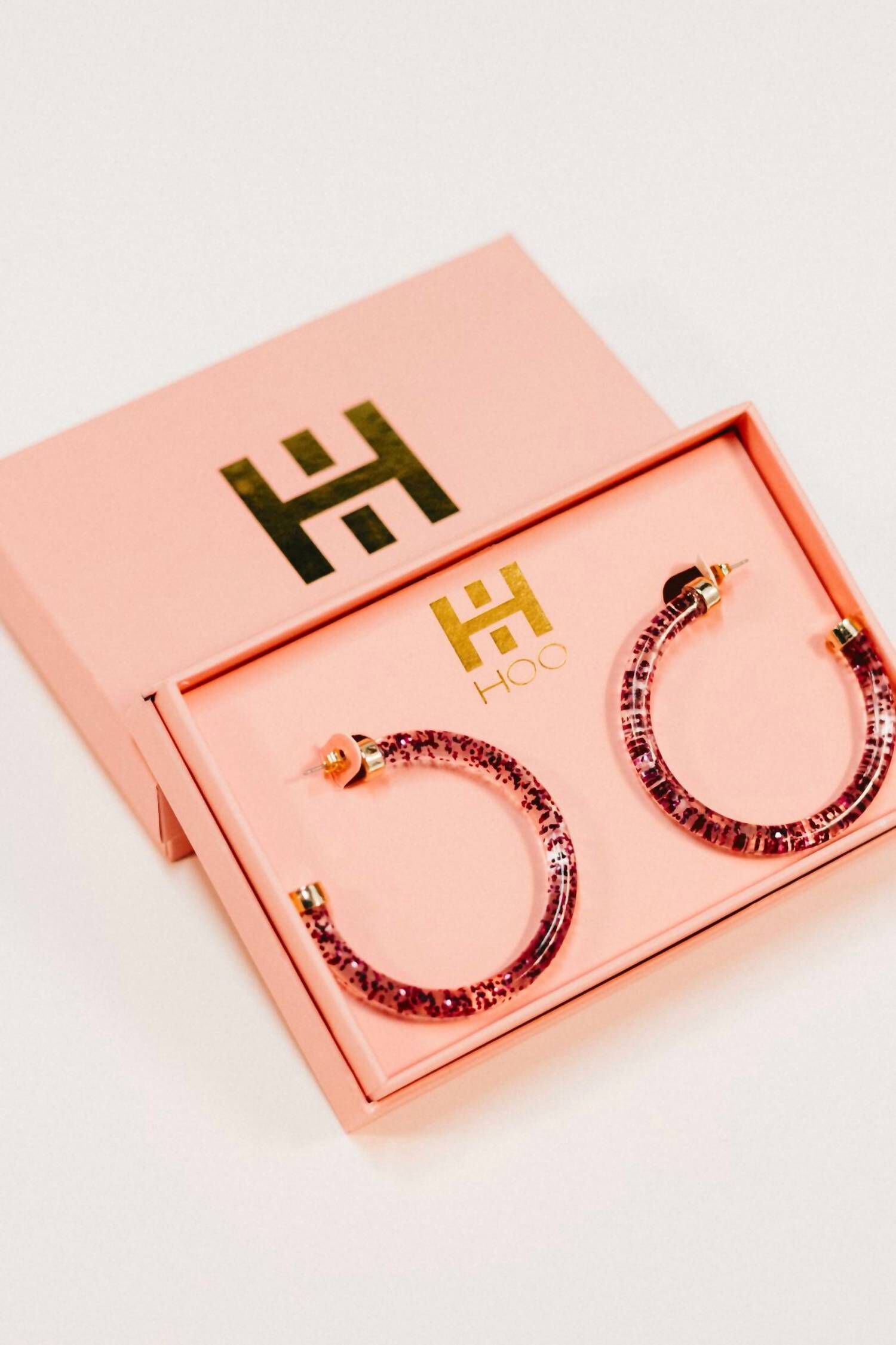 Hoop Earrings in Pink, Dark Pink / Pink, hi-res image number 0