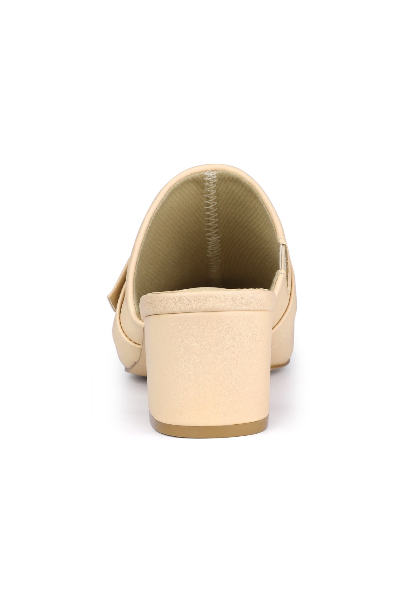 Pointed Toe Slip On Block Heel Sandals Mules, Beige / Beige, alternate image number 1