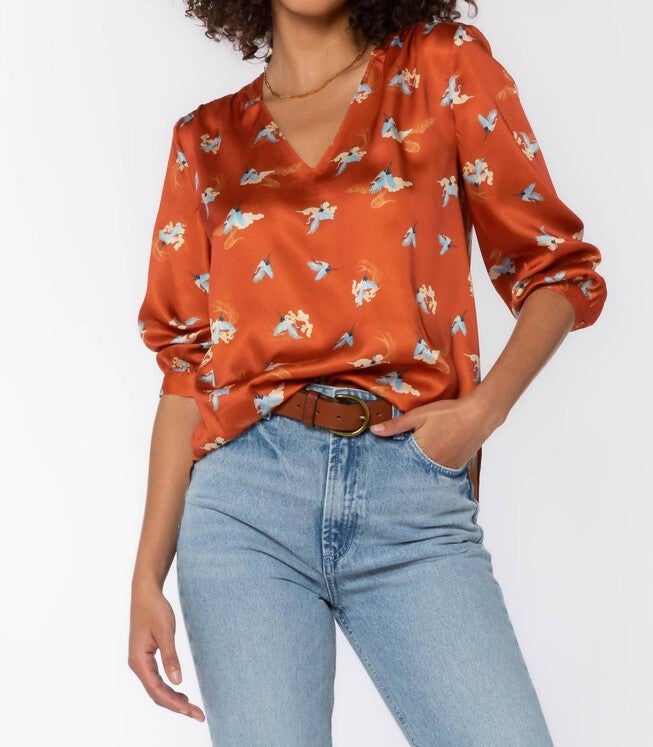 CRANES BLOUSE IN RUST, Rust / Orange, hi-res image number null