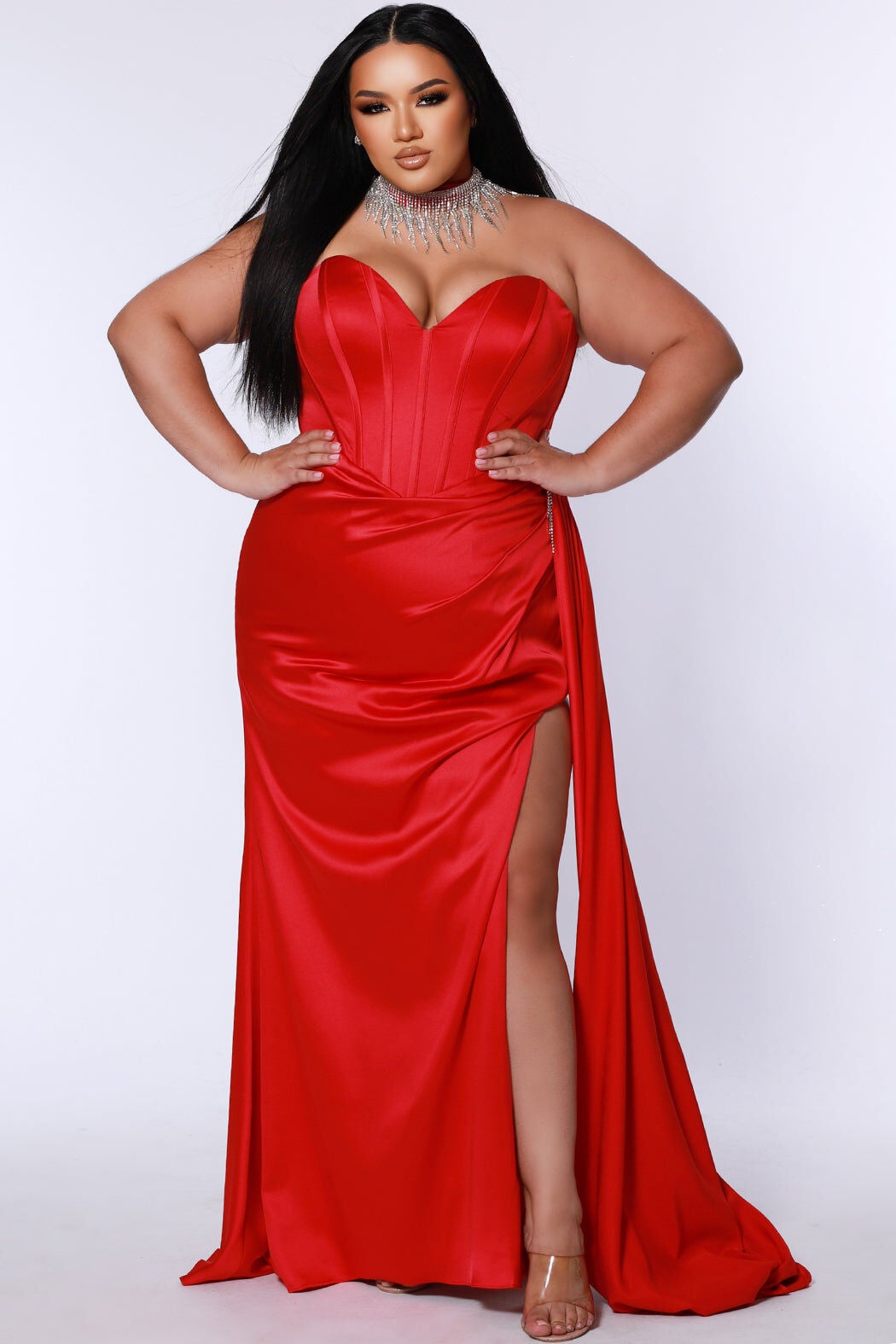 GRAND PRIX FORMAL GOWN, Scarlet / Red, hi-res image number 0