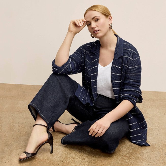 Cody Boyfriend Jardigan - Dot Jardigan Knit, Dark NavyIvory / Navy, alternate image number 6