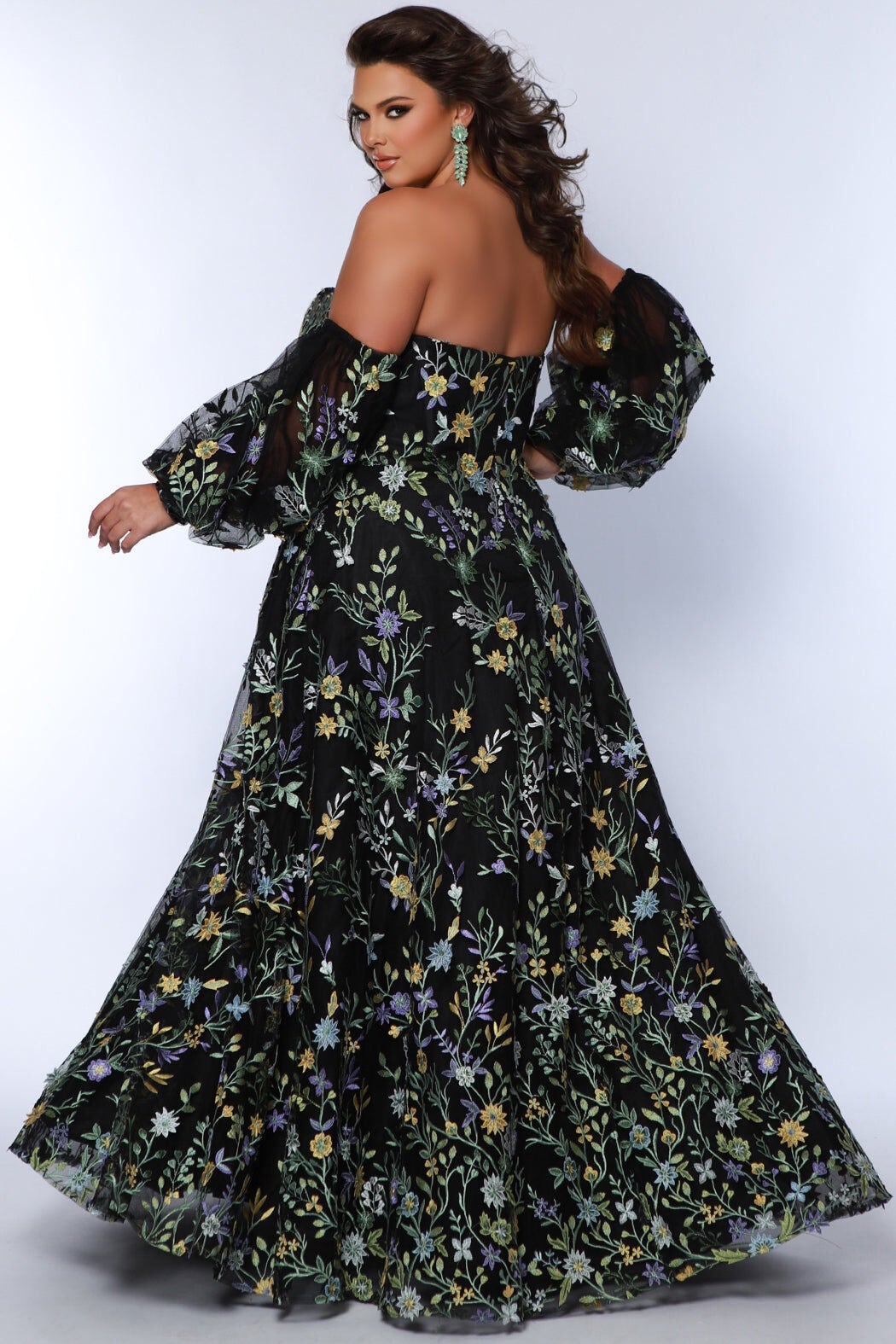 WATCH ME BLOOM FLORAL FORMAL DRESS, Black Floral / Black, alternate image number 2
