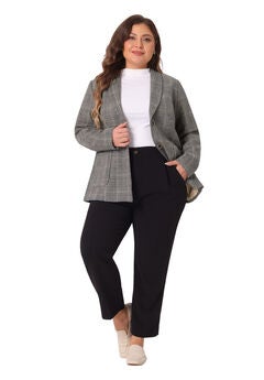 PLAID LAPEL SINGLE BREASTED BLAZER
