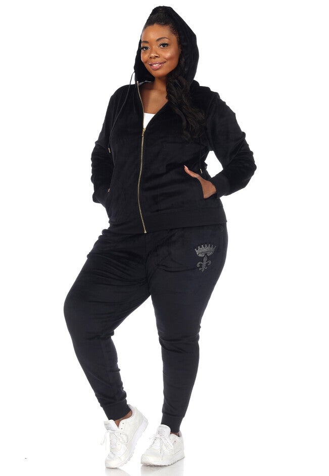 Rhinestone 2 Piece Velour Tracksuit Set, , alternate image number 7