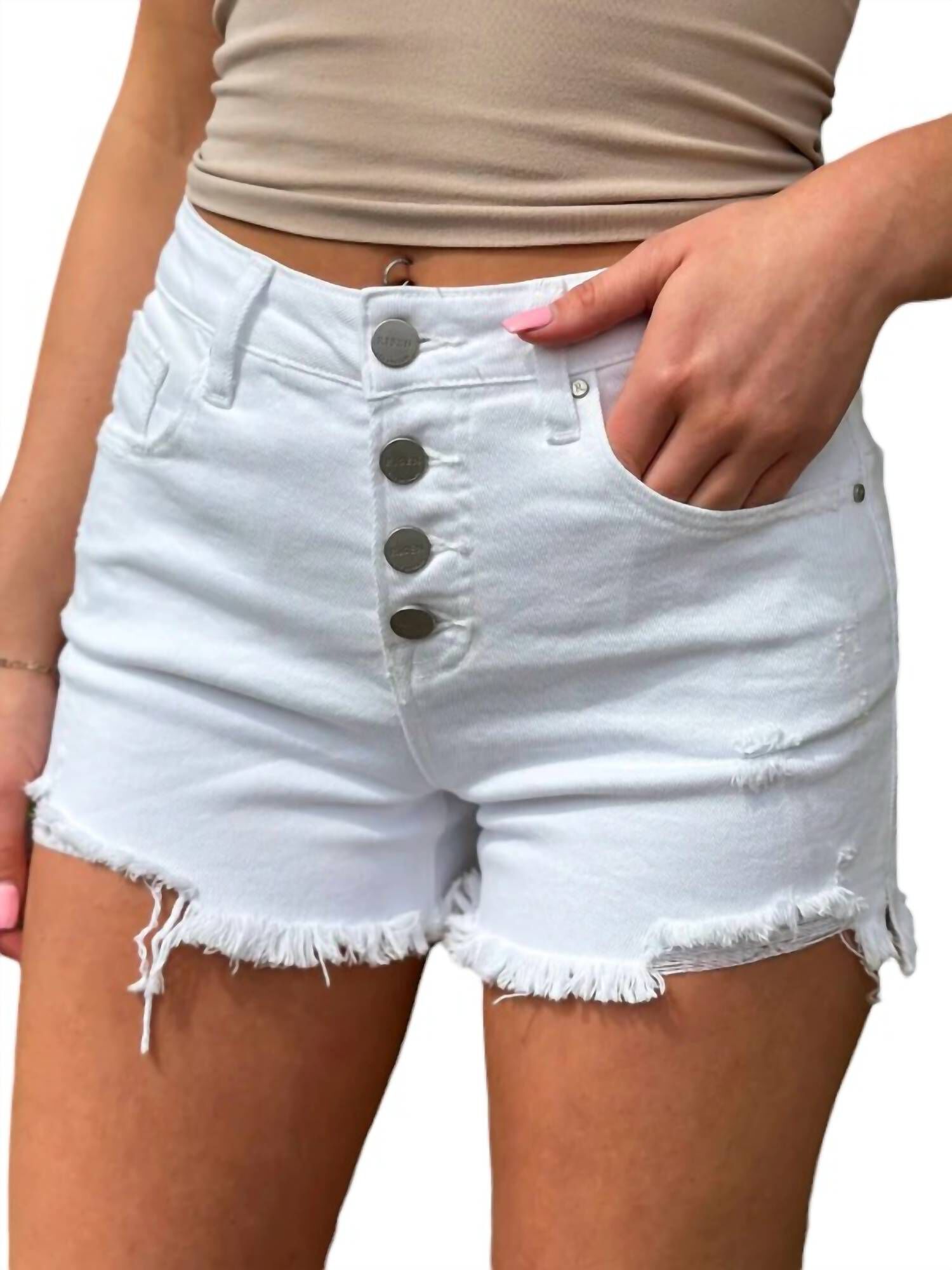 Risen High Rise Tummy Control Shorts, White / White, alternate image number 3