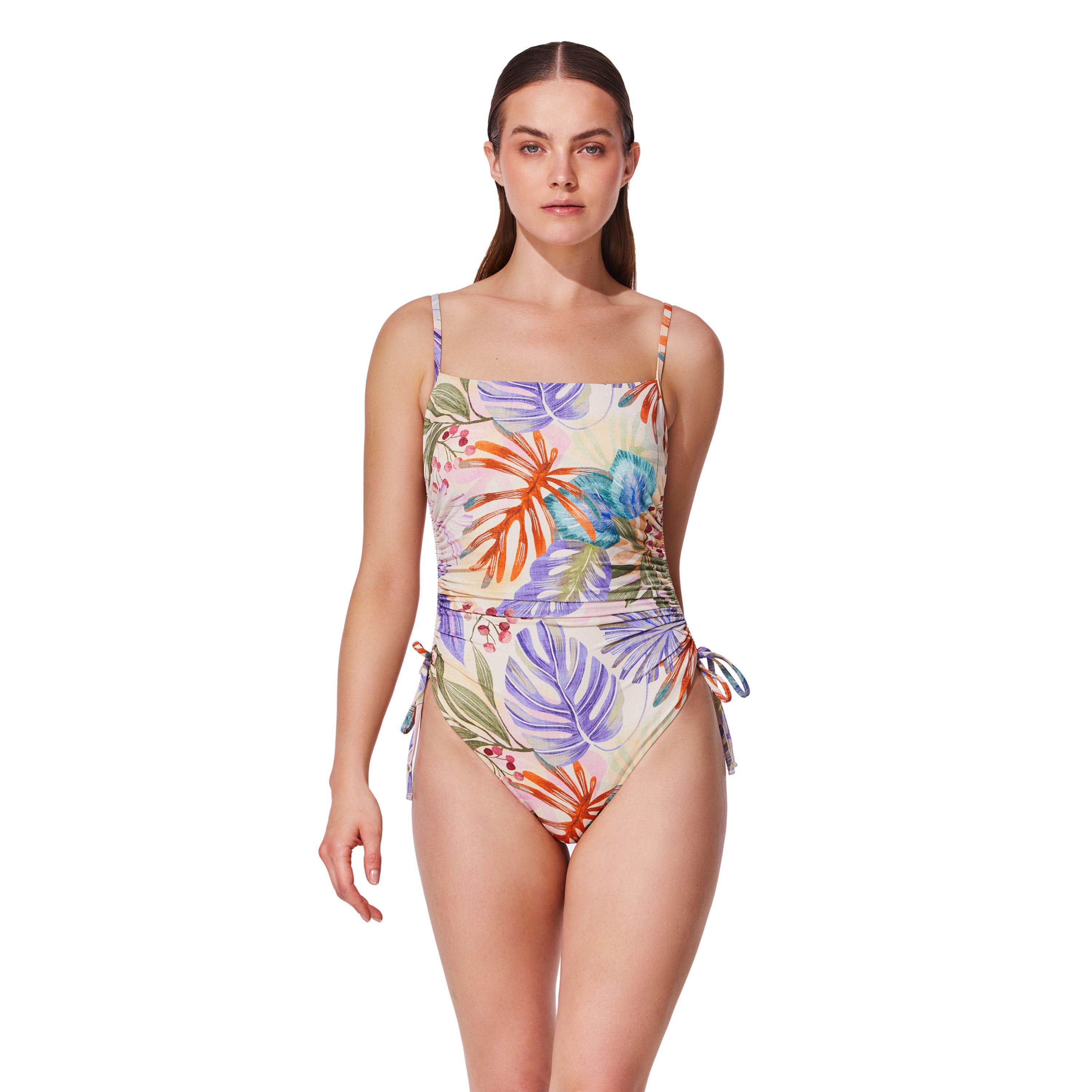 Cherry Blossom C-Cup Square Neck One Piece, BlossomMulti / multi, hi-res image number 0