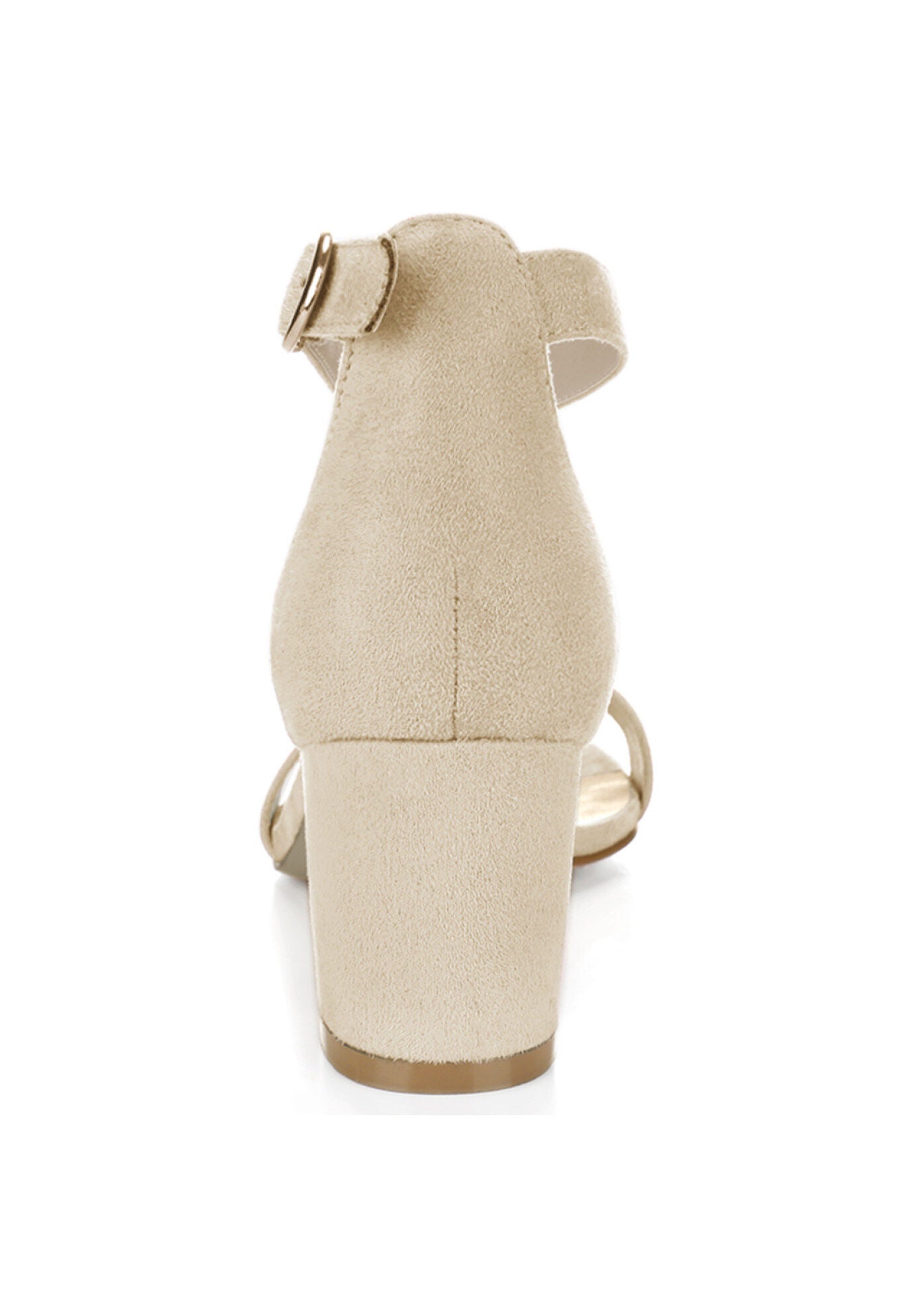 Mid Block Heel Ankle Strap Sandals, Beige / Beige, alternate image number 2