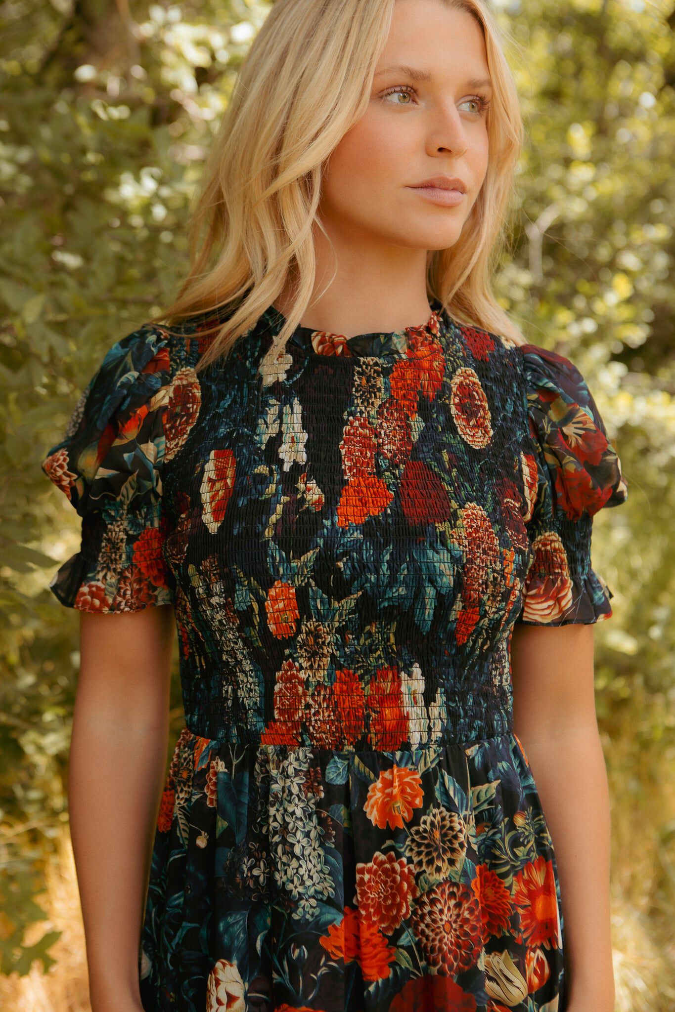 Cordelia Dress, Moody Floral / Black, alternate image number 1