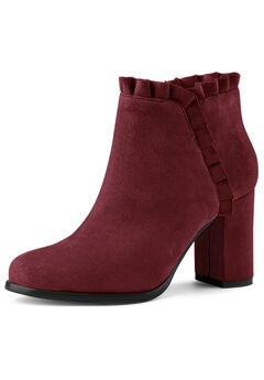 Burgundy Block Heel Boots