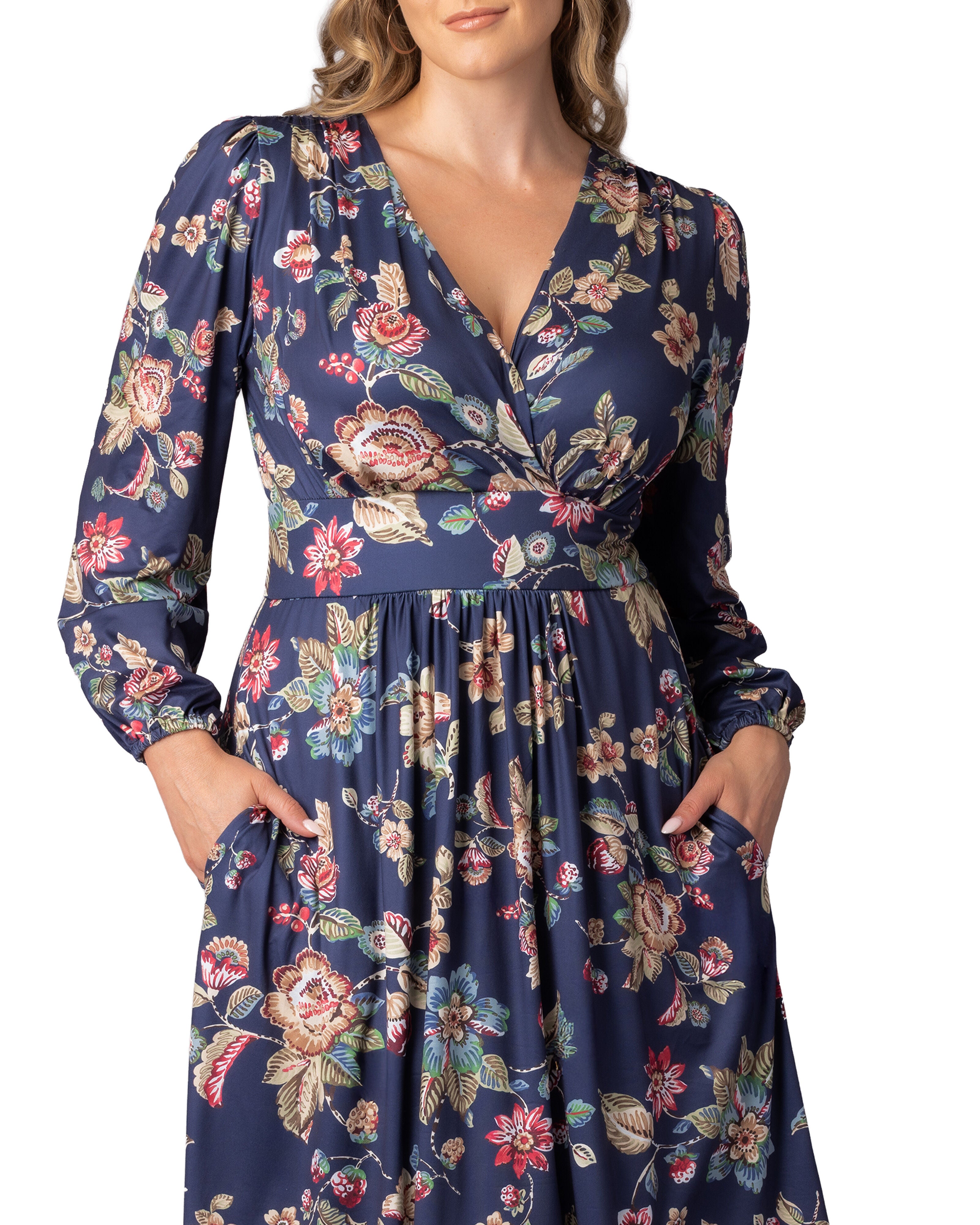 Diana Long Sleeve Dress, NAVY FLORAL MOTIF / Navy, alternate image number 2