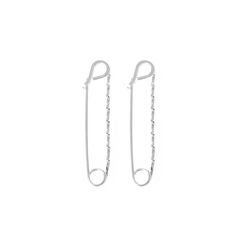 Medium Twisted Safety Pin Earrings Silver