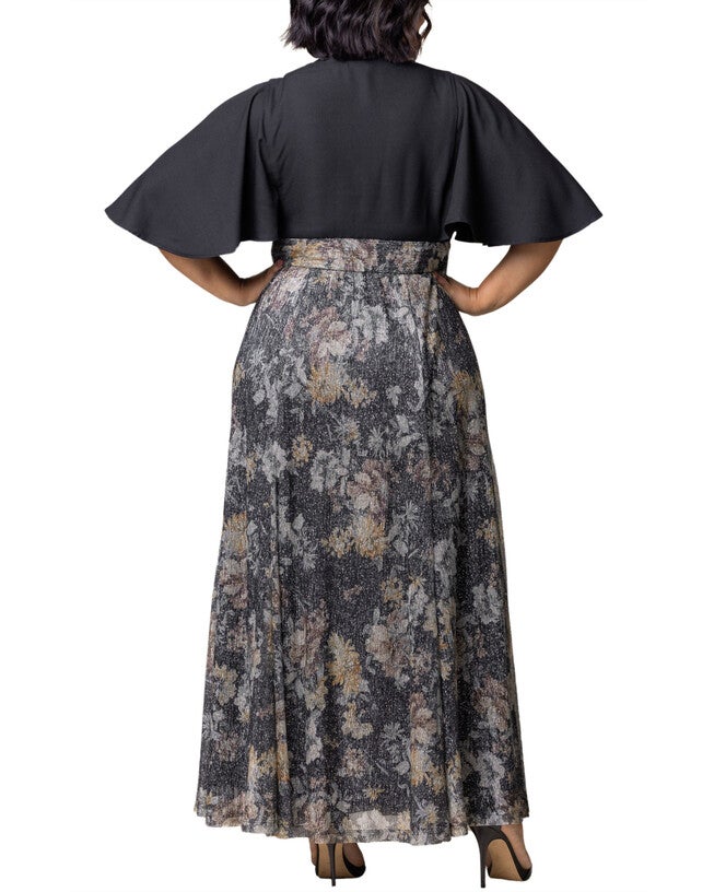Avisa A-Line Evening Gown, GILDED FLORALS / Charcoal Grey, alternate image number 1