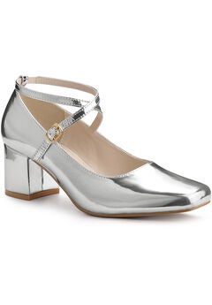 Mary Jane Square Toe Heels Pumps