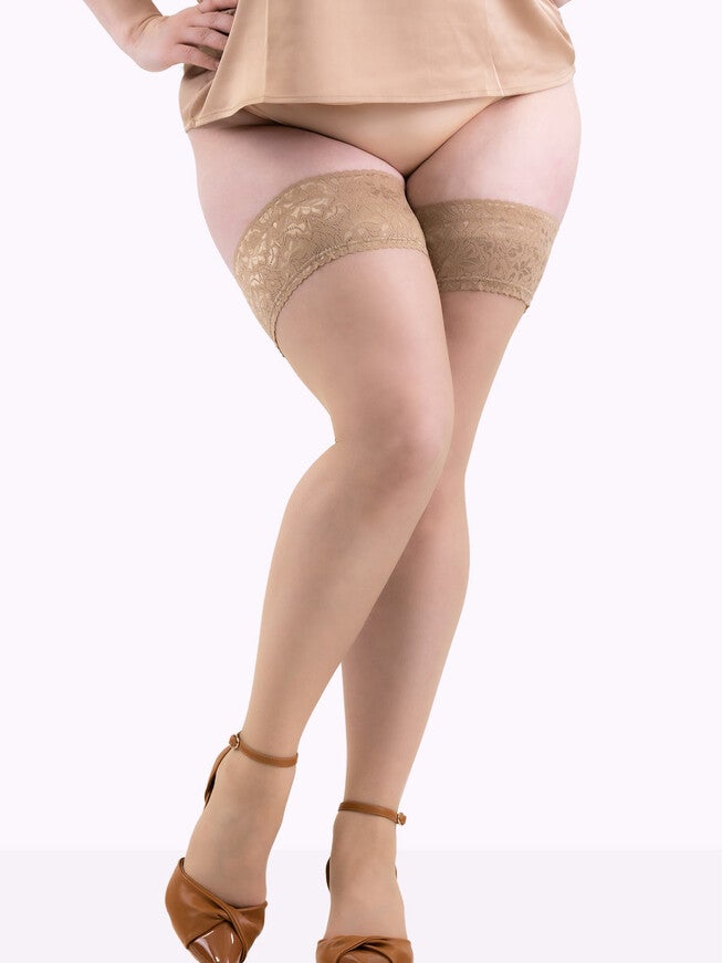 ISABELLA Sheer Thigh Highs, Hazelnut / Beige, hi-res image number 0