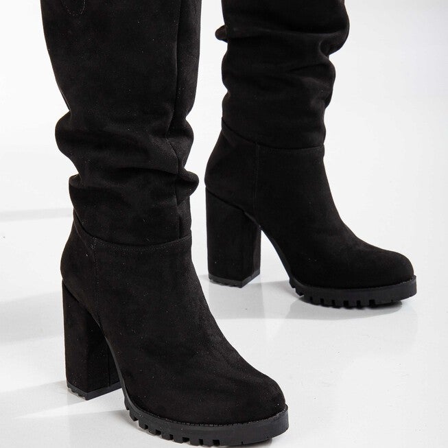 ANAIS - BLACK SUEDE SLOUCH PLATFORM BOOTS, BLACK / Black, alternate image number 3