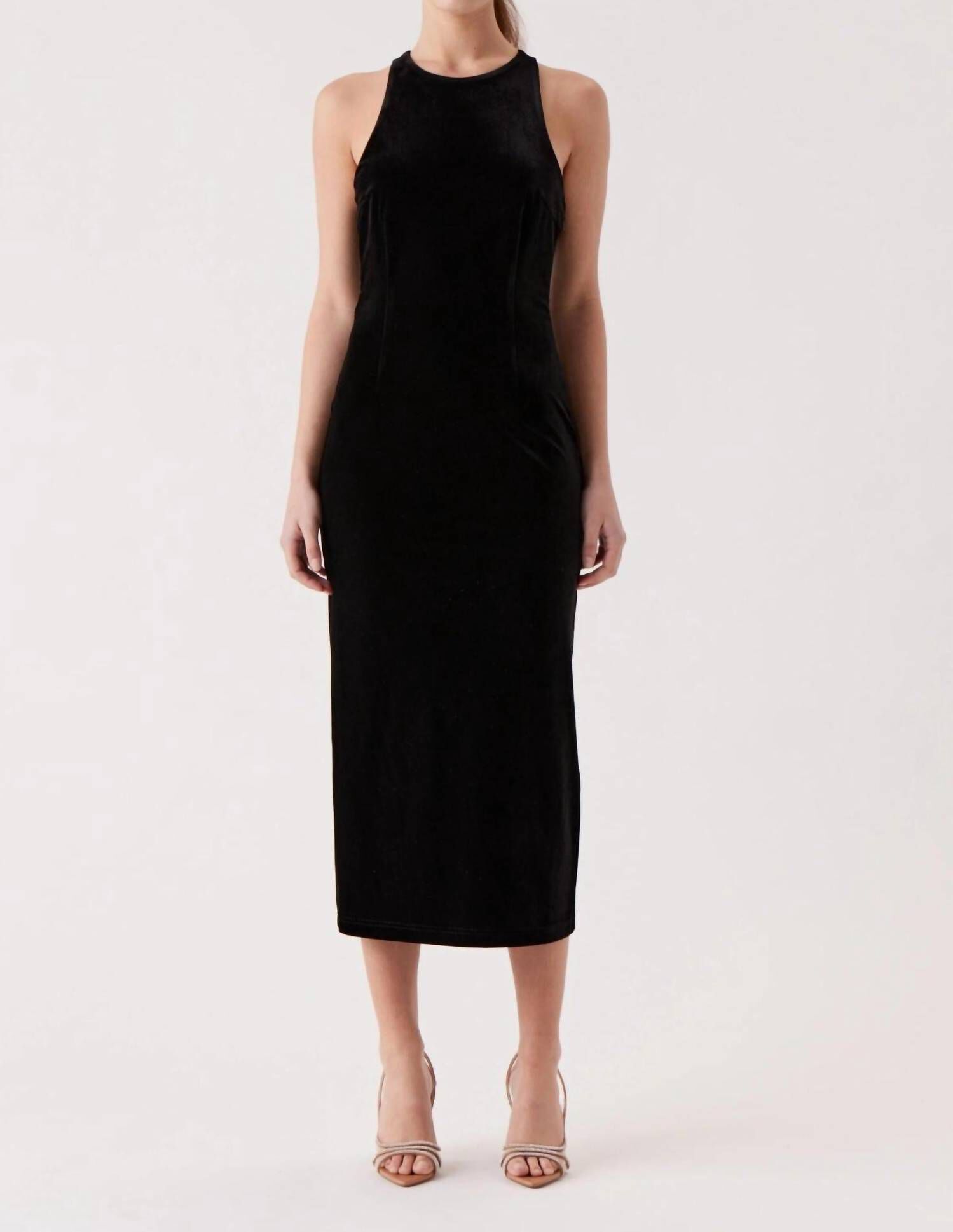 NORA VELVET DRESS IN BLACK, Black / Black, hi-res image number 0