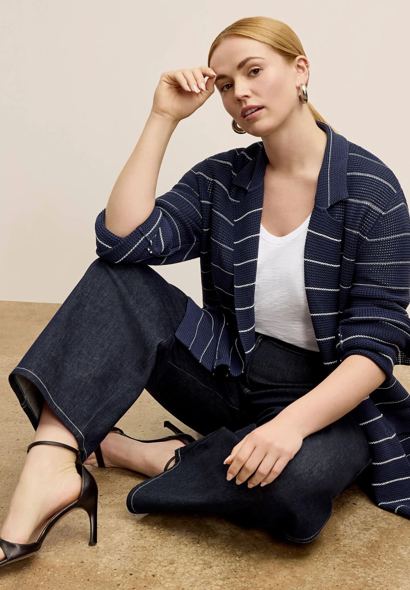 Cody Boyfriend Jardigan - Dot Jardigan Knit, Dark NavyIvory / Navy, alternate image number 5