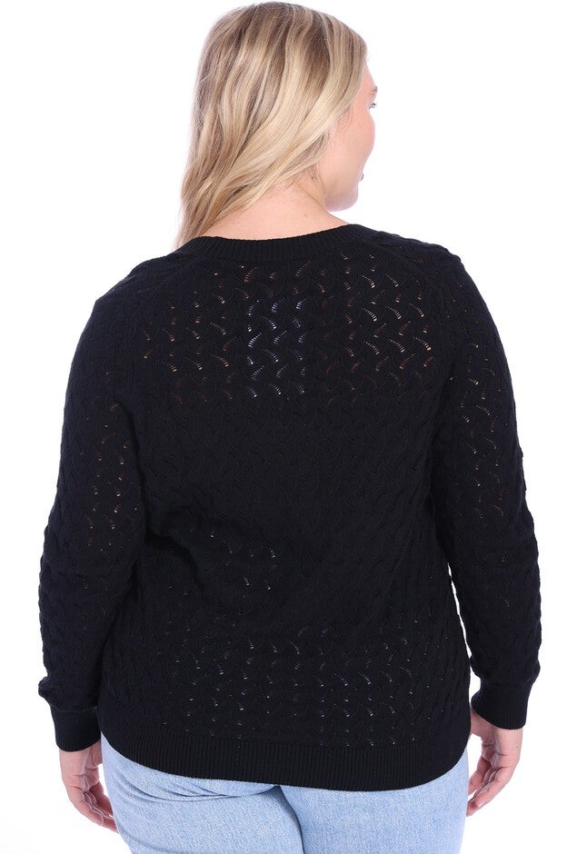 Cotton Cashmere Pointelle Cardigan, , alternate image number 4