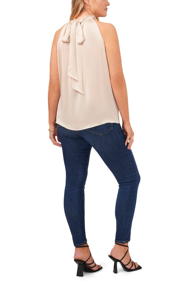 S/L HALTER TIE BACK TOP, TAPIOCA / Beige, alternate image number null