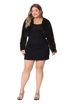 OPEN FRONT FAUX FUR BOLERO CROP JACKET