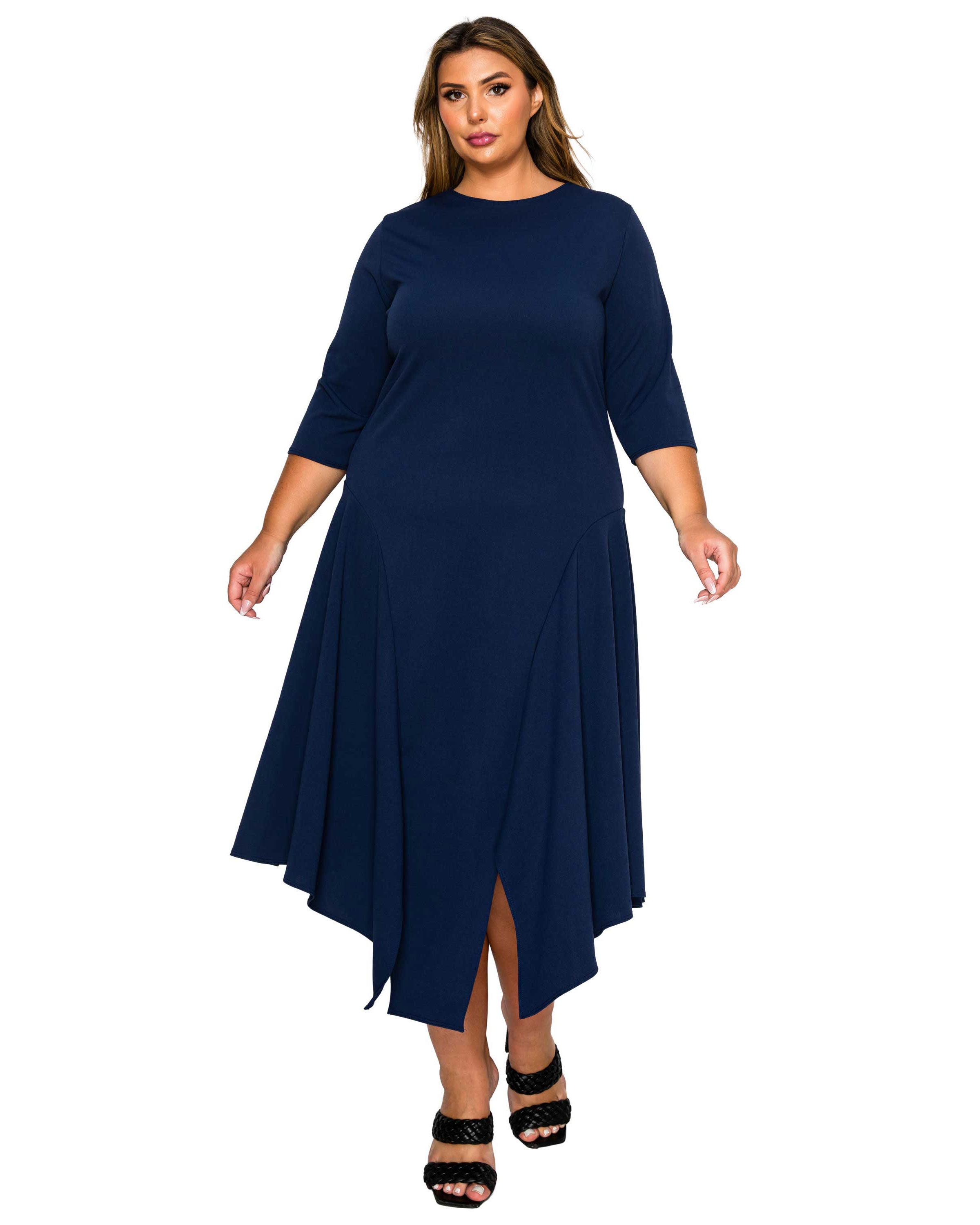 Vida Split Hem Dress, Navy / Navy, hi-res image number 0