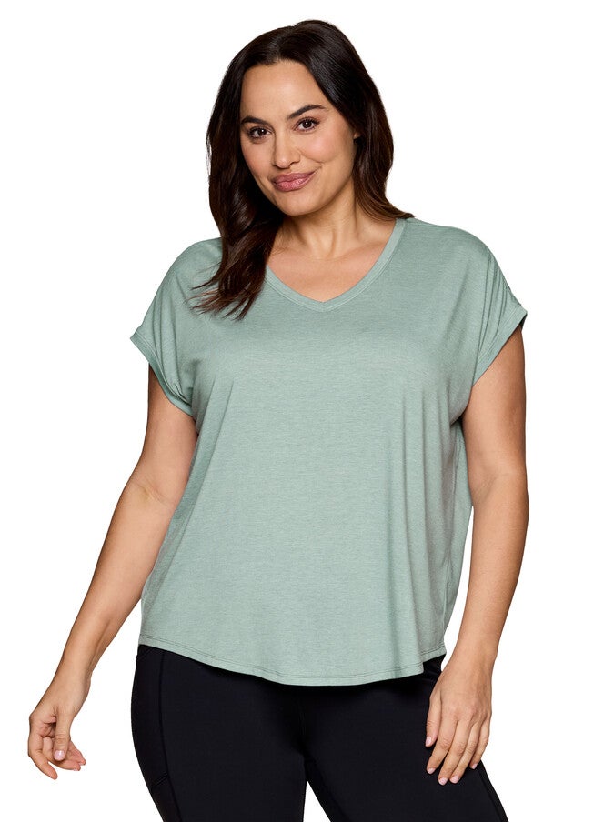 Plus Breezy Hi Low Tee, Sea Glass / Sage Green, alternate image number 4