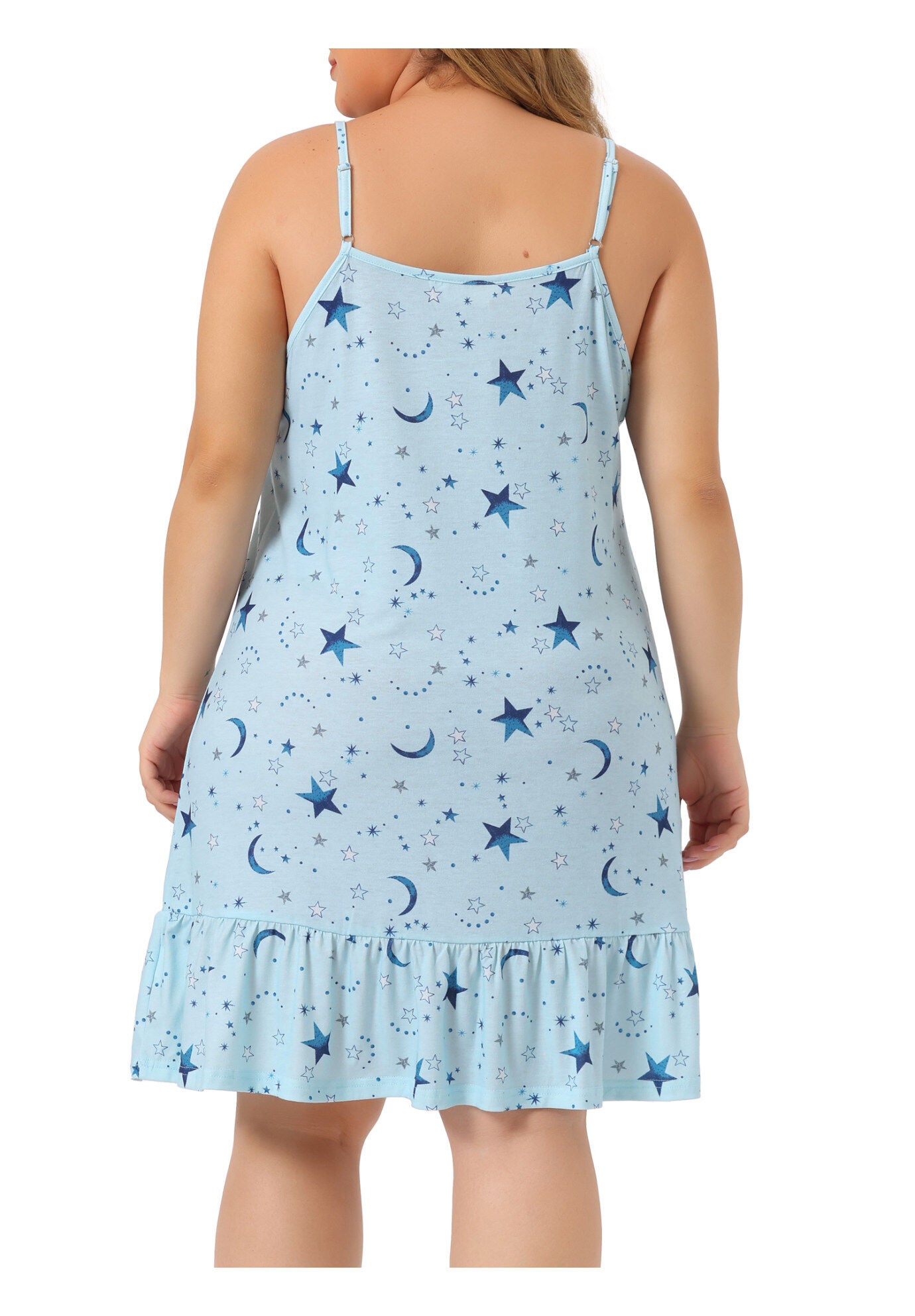 Chemise Printed Strap Nightwear Lingerie, Light Blue / Light Blue, alternate image number 3