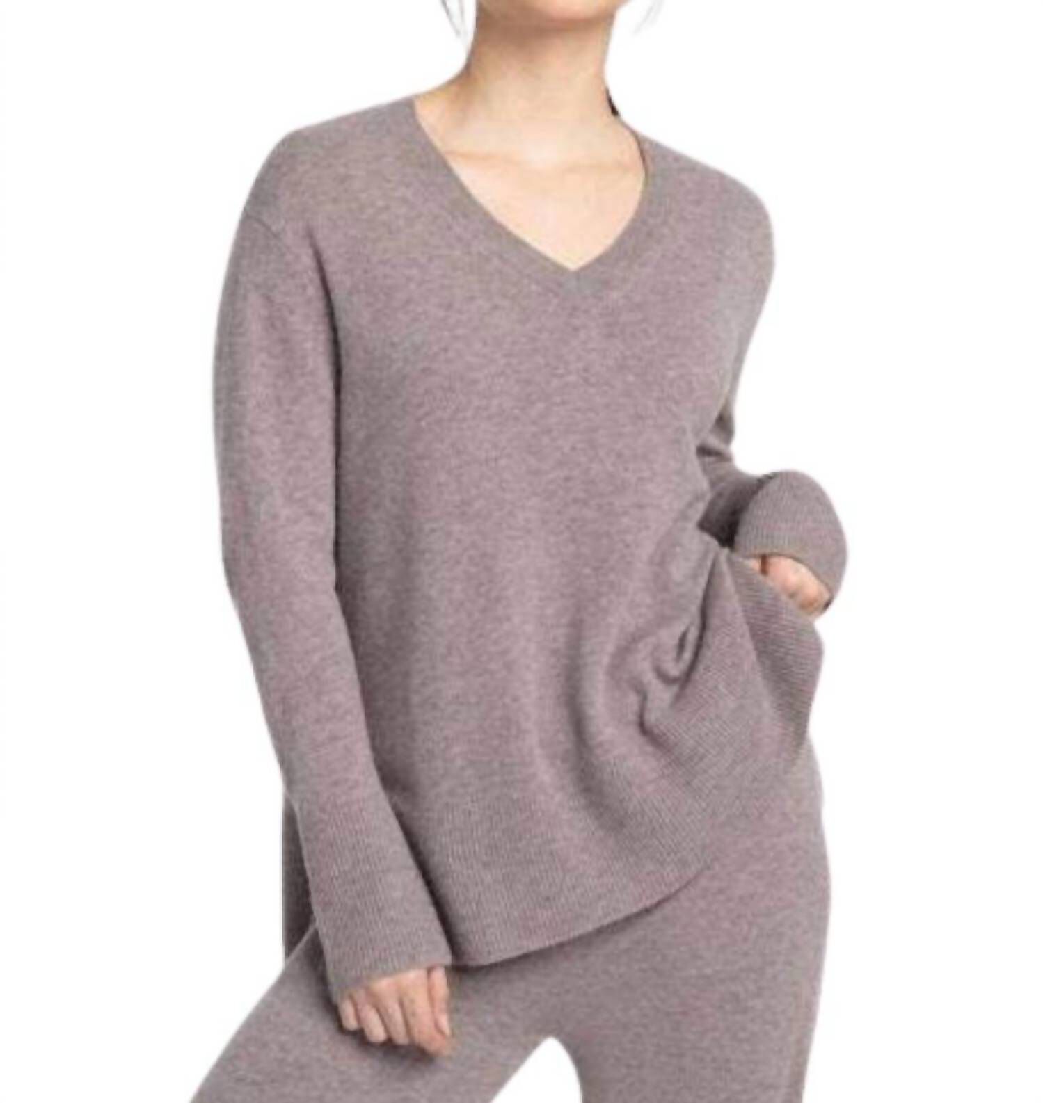 V NECK SWEATER, Plum / Purple, hi-res image number 0