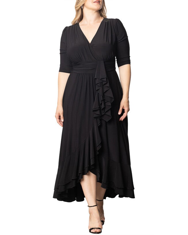 Veronica Ruffle Evening Gown, ONYX / Black, hi-res image number 0