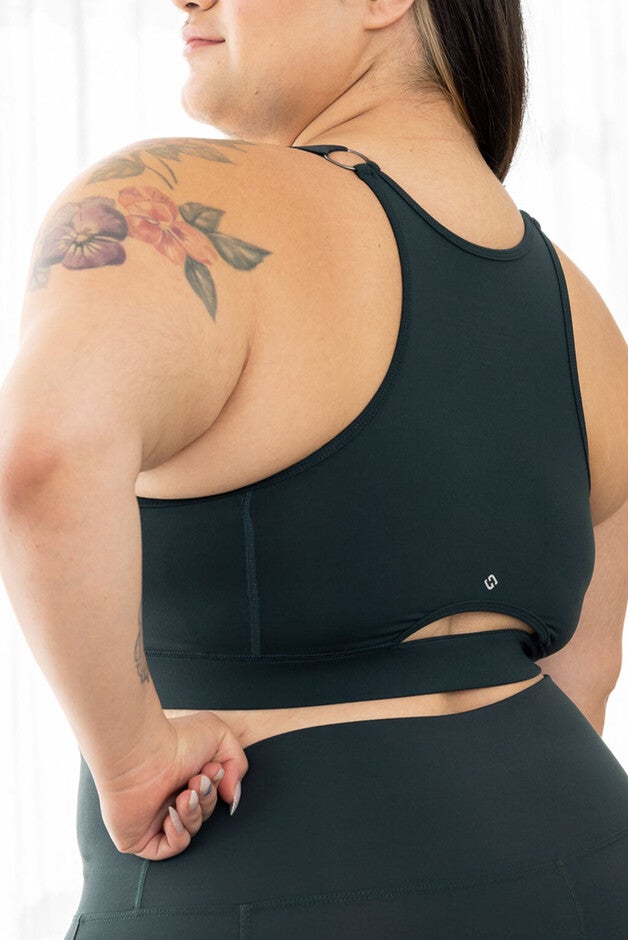 Zip Front Sports Bra, Evergreen / Forest Green, alternate image number null