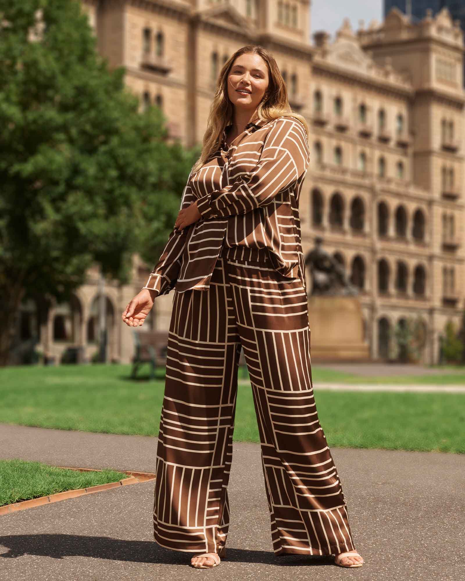 Josie Geometric Pant, CedarCream / Brown, alternate image number 1
