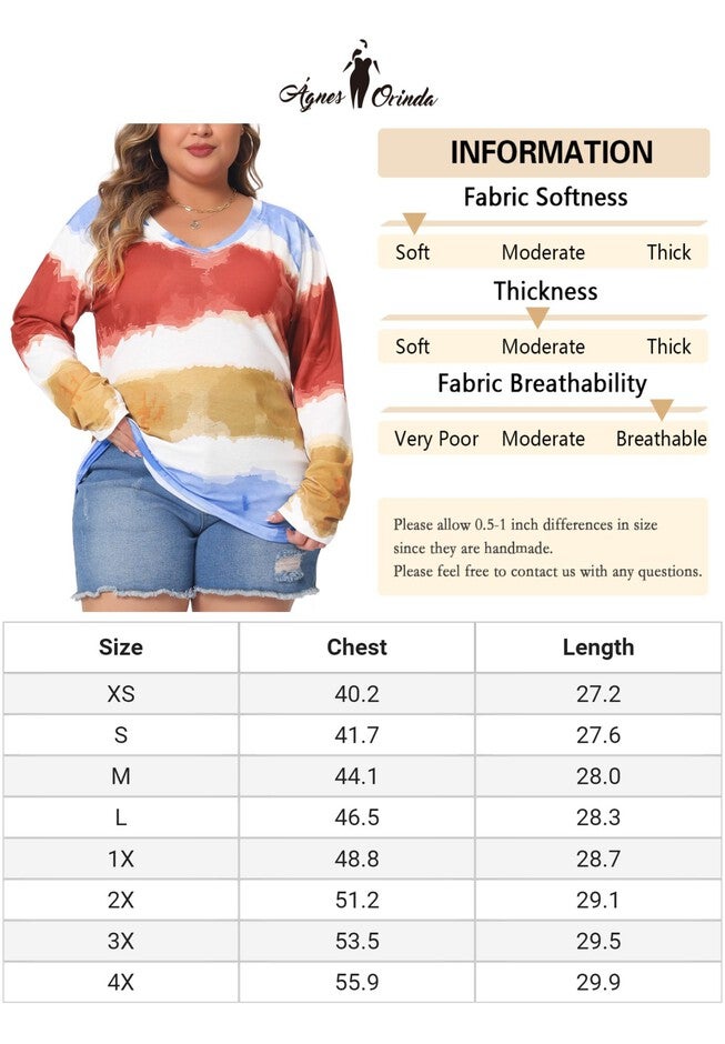 Casual Summer V Neck Tie Dye T-Shirt, Blue / Light Blue, alternate image number 4