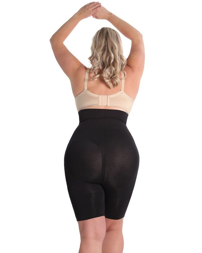 High-Waisted Seamless Firming Thigh Shaper, Black / Black, alternate image number 1