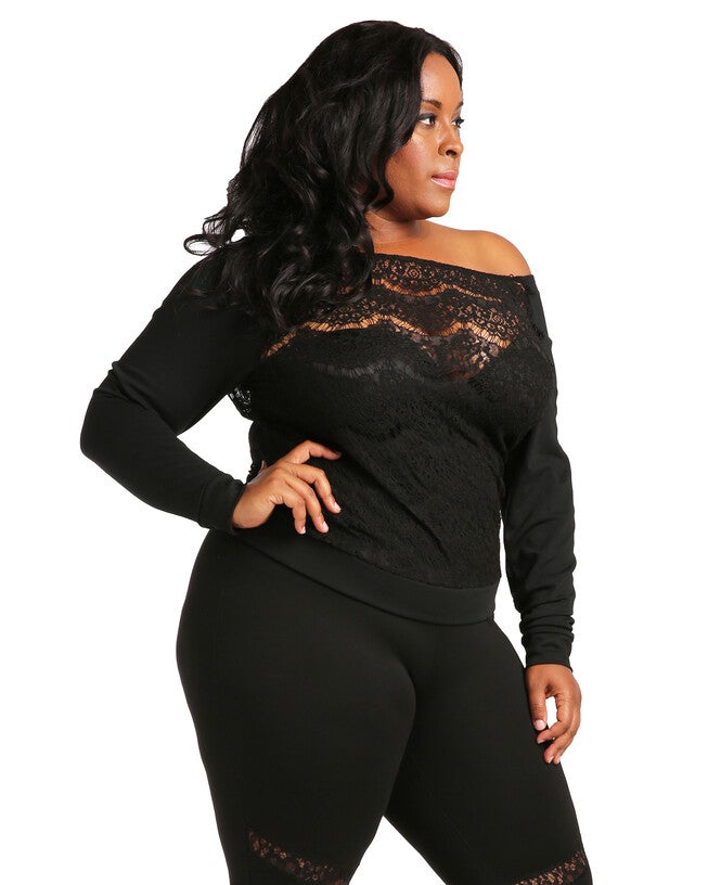 Nia Boatneck Pullover With Ponte Sleeves, Black / Black, alternate image number 3