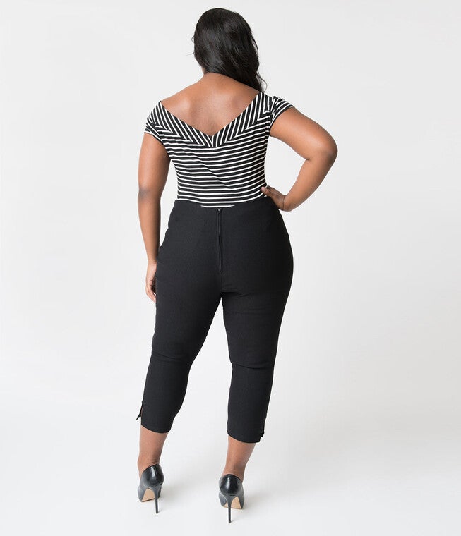 Unique Vintage 1950s Black High Waist Rachelle Capri Pants, , alternate image number 7