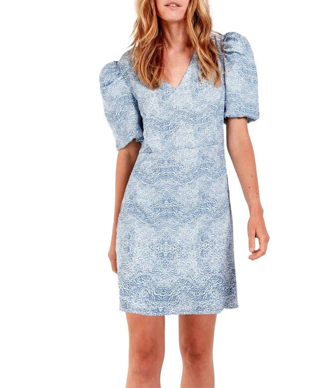 ISCHIA PRINT DRESS IN BLUE, Blue / Light Blue, hi-res image number 0