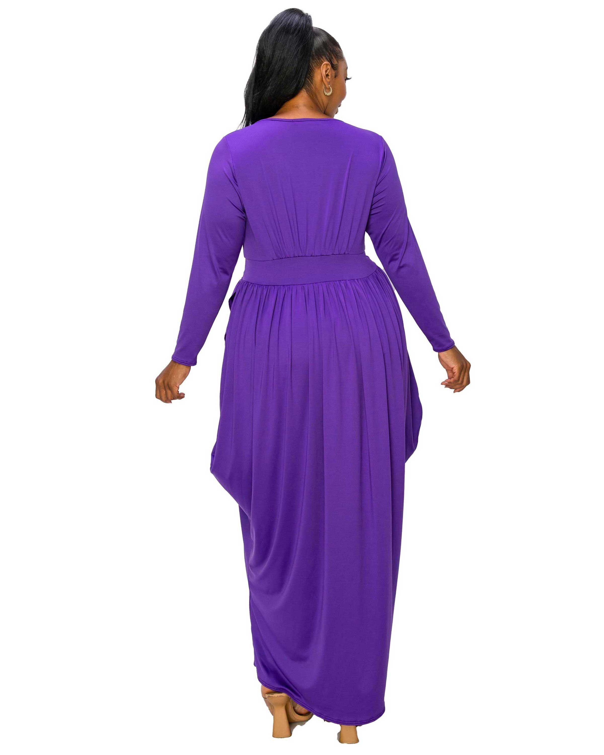 GIULIANA TULIP HEM MAXI DRESS, Purple / Purple, alternate image number 2