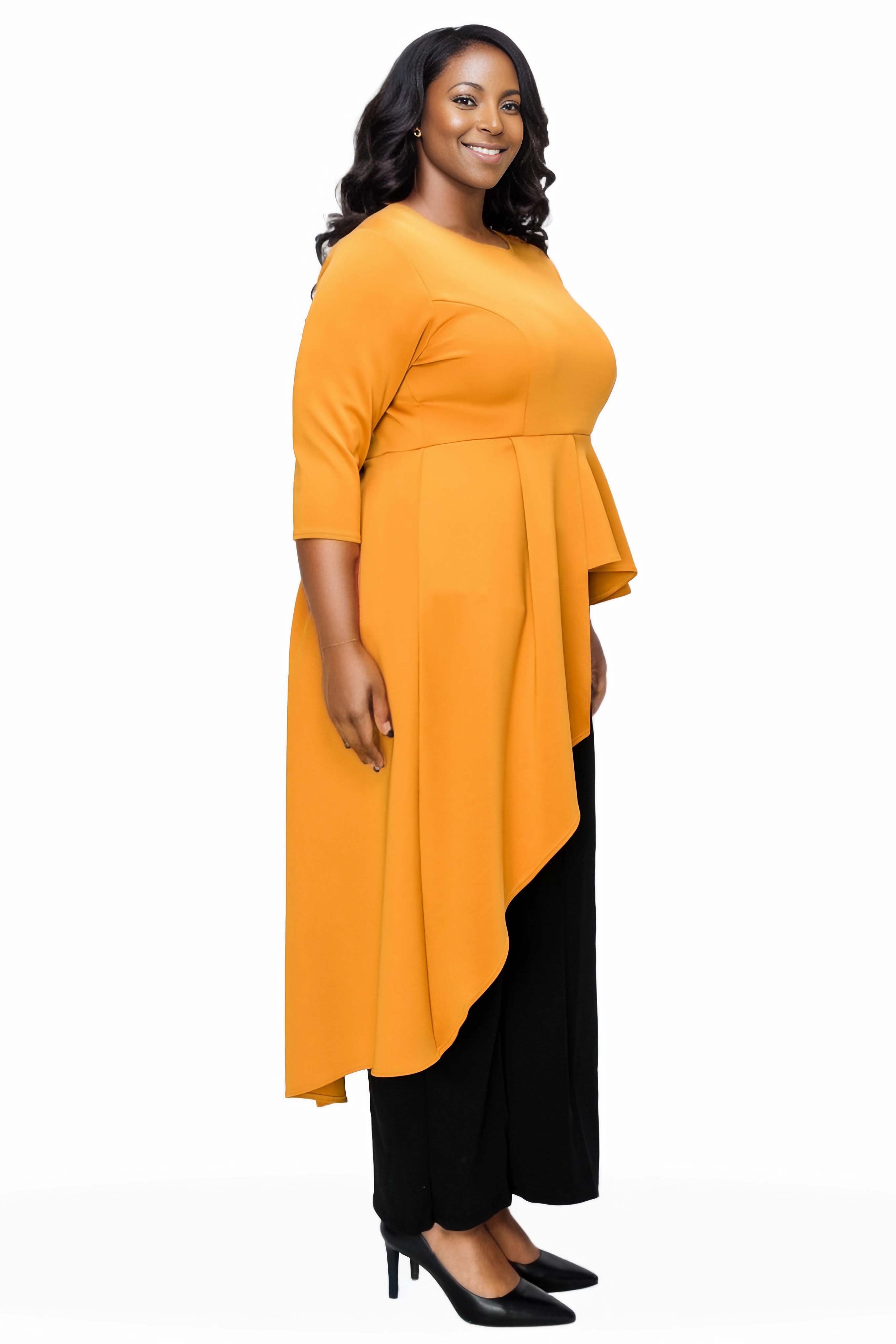 Sanctuary Asymmetrical Peplum Top, Mustard / Mustard, alternate image number 2
