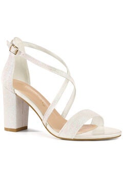 Glitter Crisscross Strap Block Heels Sandals