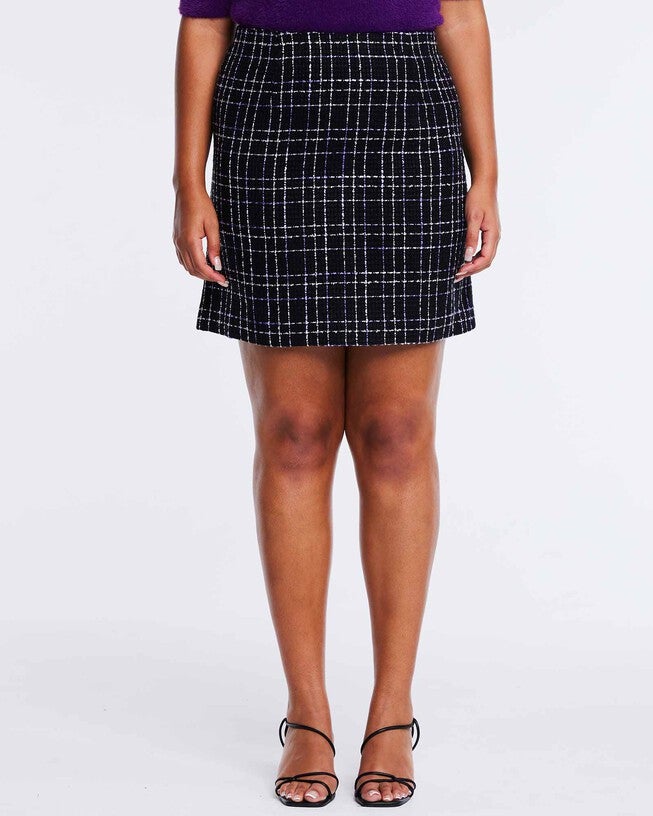 Paris Tweed Black Purple Mini Skirt, , alternate image number 5