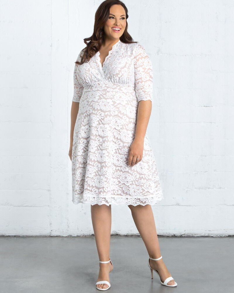 Bella Lace Wedding Dress, WHITE LACE  CHAMPAGNE LINING / White, alternate image number 2