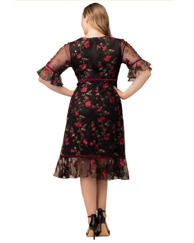 Wildflower Embroidered Dress, FLORAL FLARE / Black, alternate image number 1