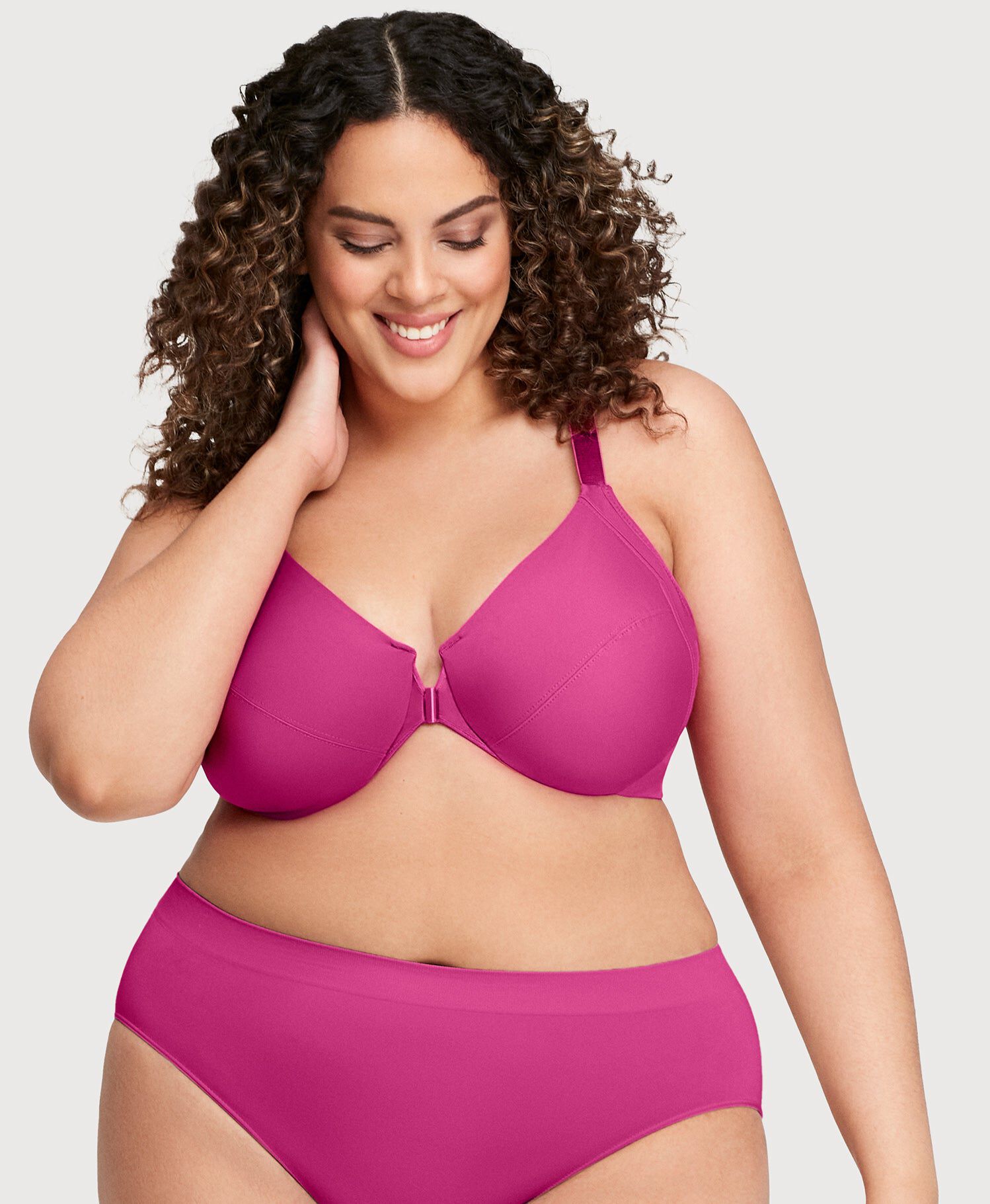 Front-Closure Smoothing WonderWire Bra, Berry / Raspberry, alternate image number 1