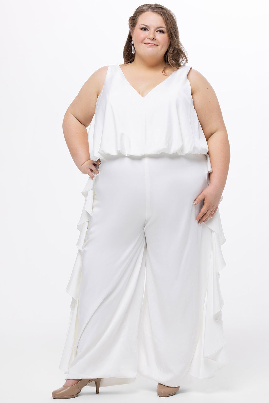 JUMP START RUFFLE JUMPSUIT, Ivory / Ivory, alternate image number 2