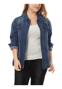 STITCHING BUTTON FRONT WASHED DENIM JACKET