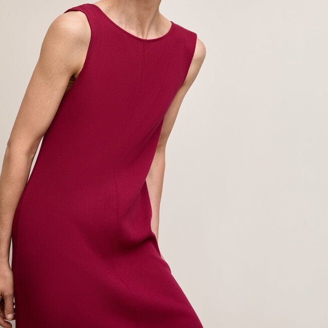 Milano Drape Dress - Plush Pima, Dark Fuchsia / Deep Fuchsia, alternate image number 2