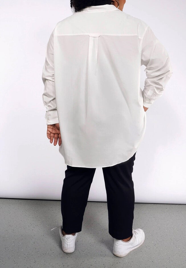 The Essential Long Sleeve Oversized Wrap Button Up, WHITE / White, alternate image number 2