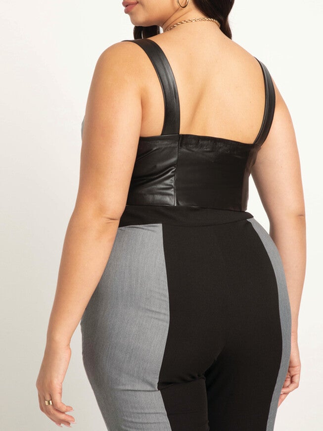 Donna Faux Leather Bustier, , alternate image number null