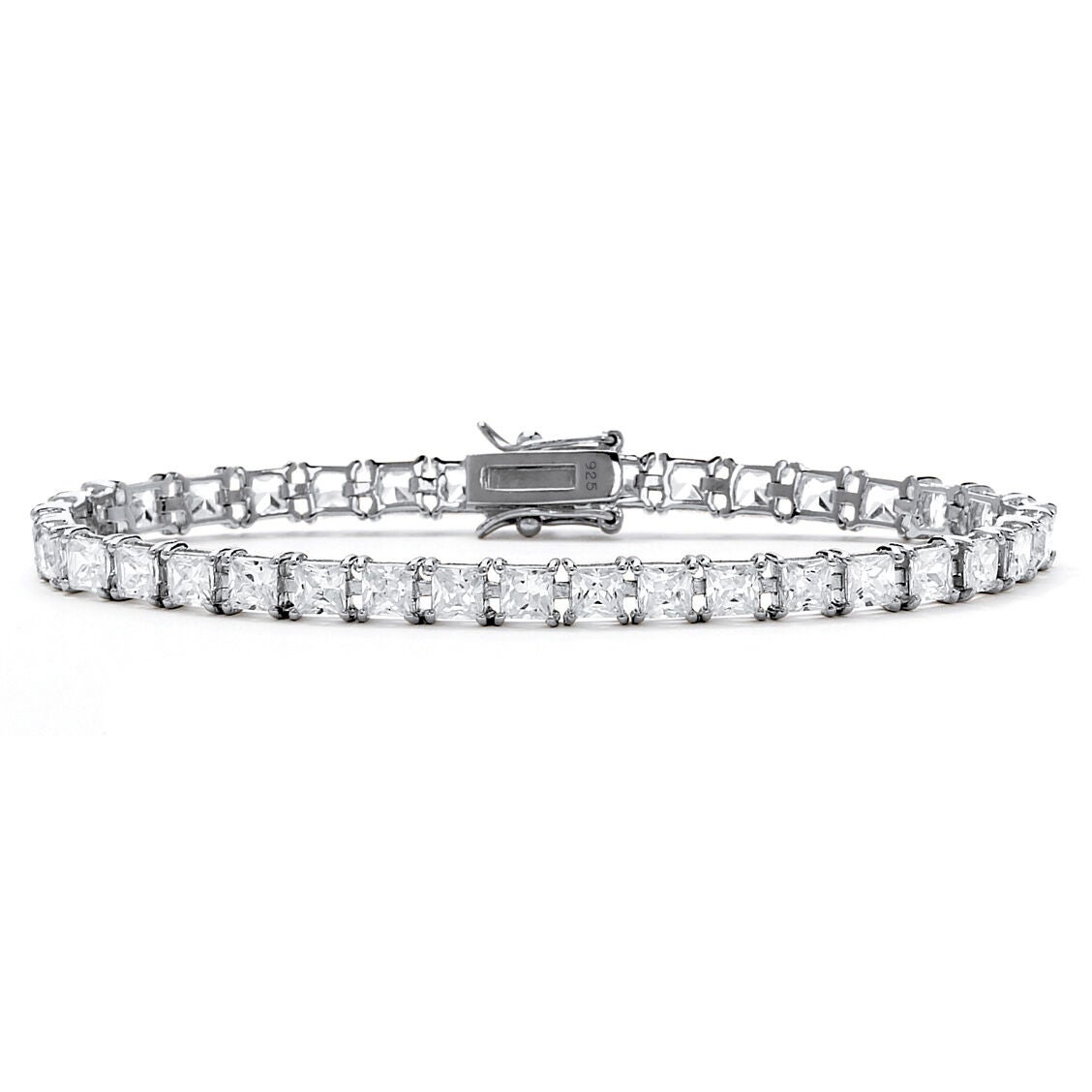13.32 TCW Princess-Cut Cubic Zirconia .925 Sterling Silver Tennis Bracelet, White / White, hi-res image number 0